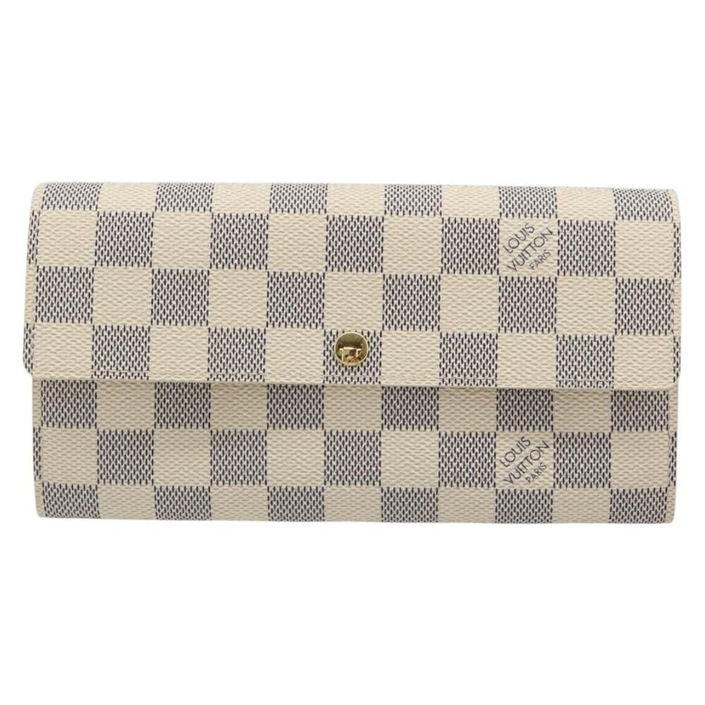 Louis Vuitton Damier Azur Portefeuille Sarah Long Wallet White